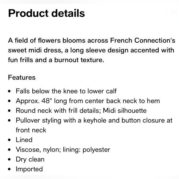 NWT French Connection Avery Long Sleeve Burnout Floral Midi Dress Toasted Almond - Picture 5 of 10